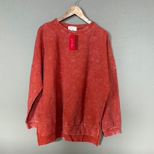 Women's Casual Orange/Red Crewneck Top